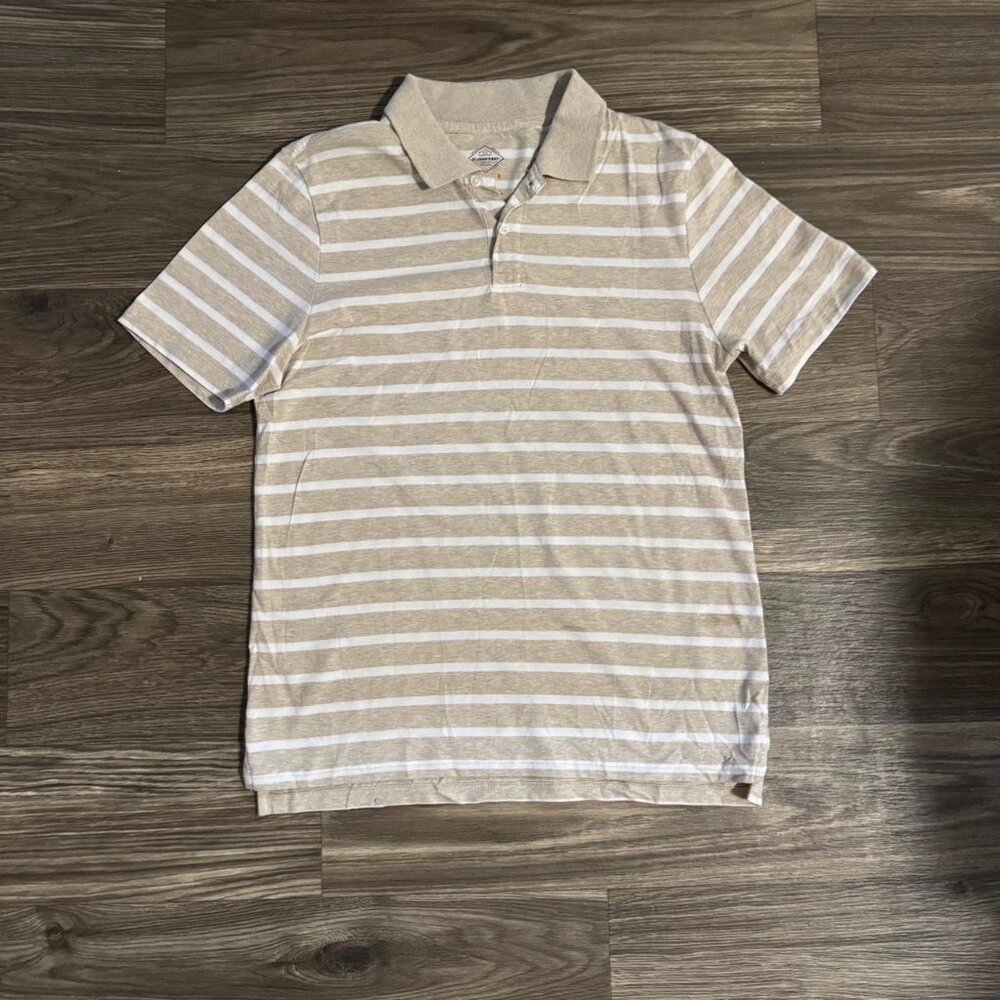Small Tan and White striped Polo